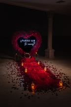 Corazón de flores rojo